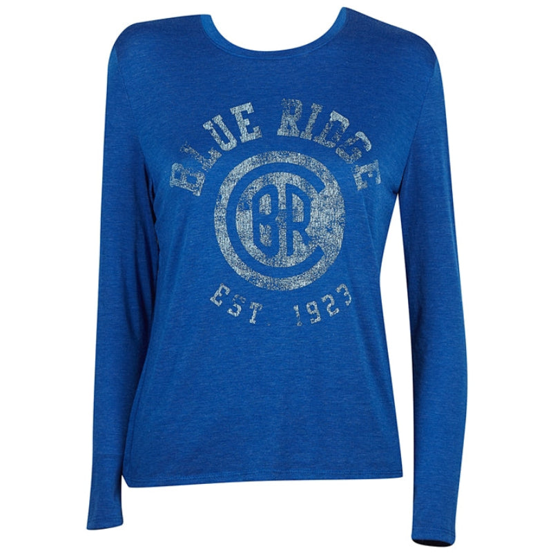 Blue long sleeve shirt with Blue Ridge Est 1923 graphic
