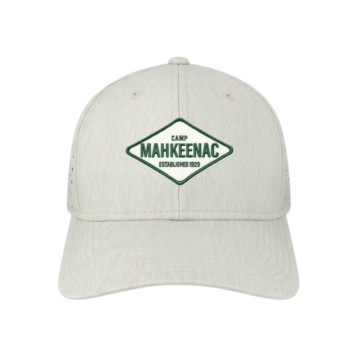 Light grey baseball cap with Camp Mahkeenac logo patch