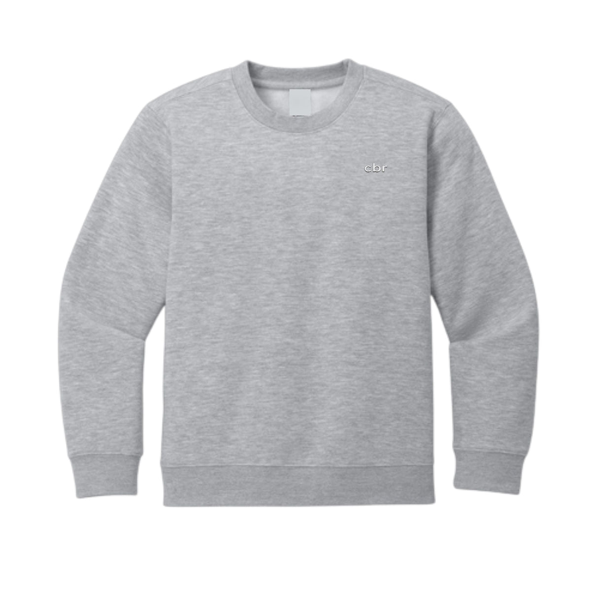 Grey crewneck sweatshirt with cbr logo on chest