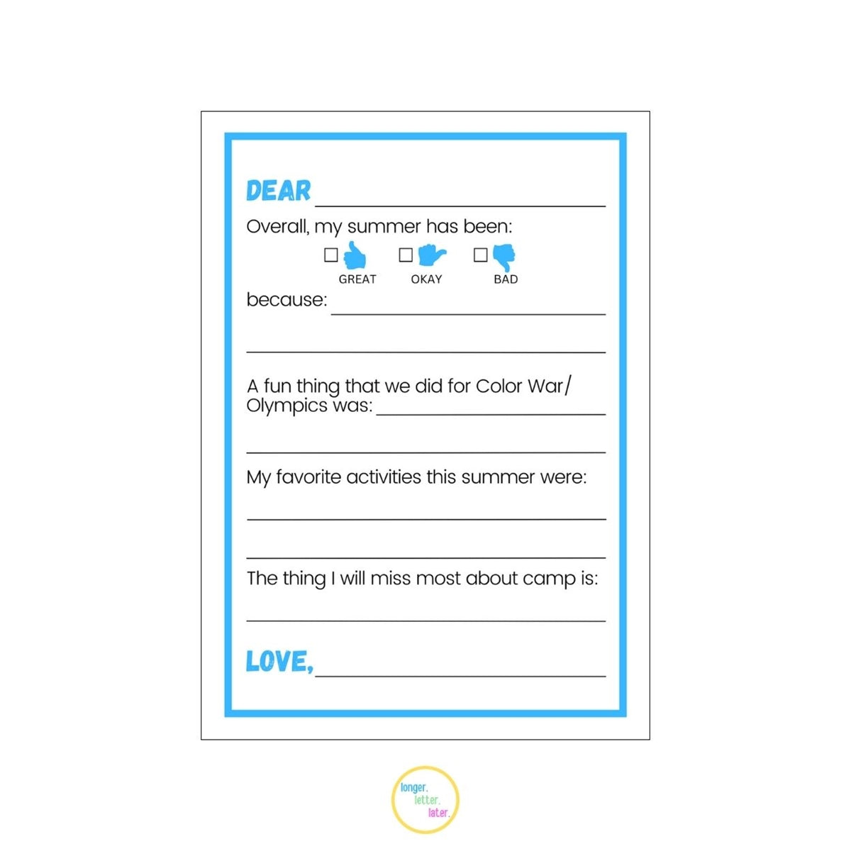 Longer Letter Later Variety Stationery Pack