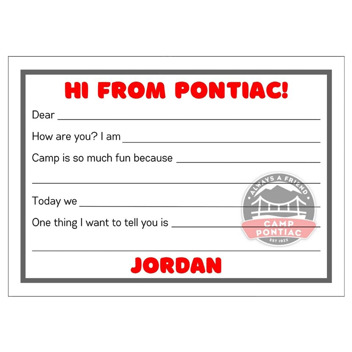 Longer Letter Later Custom Fill-In Cards