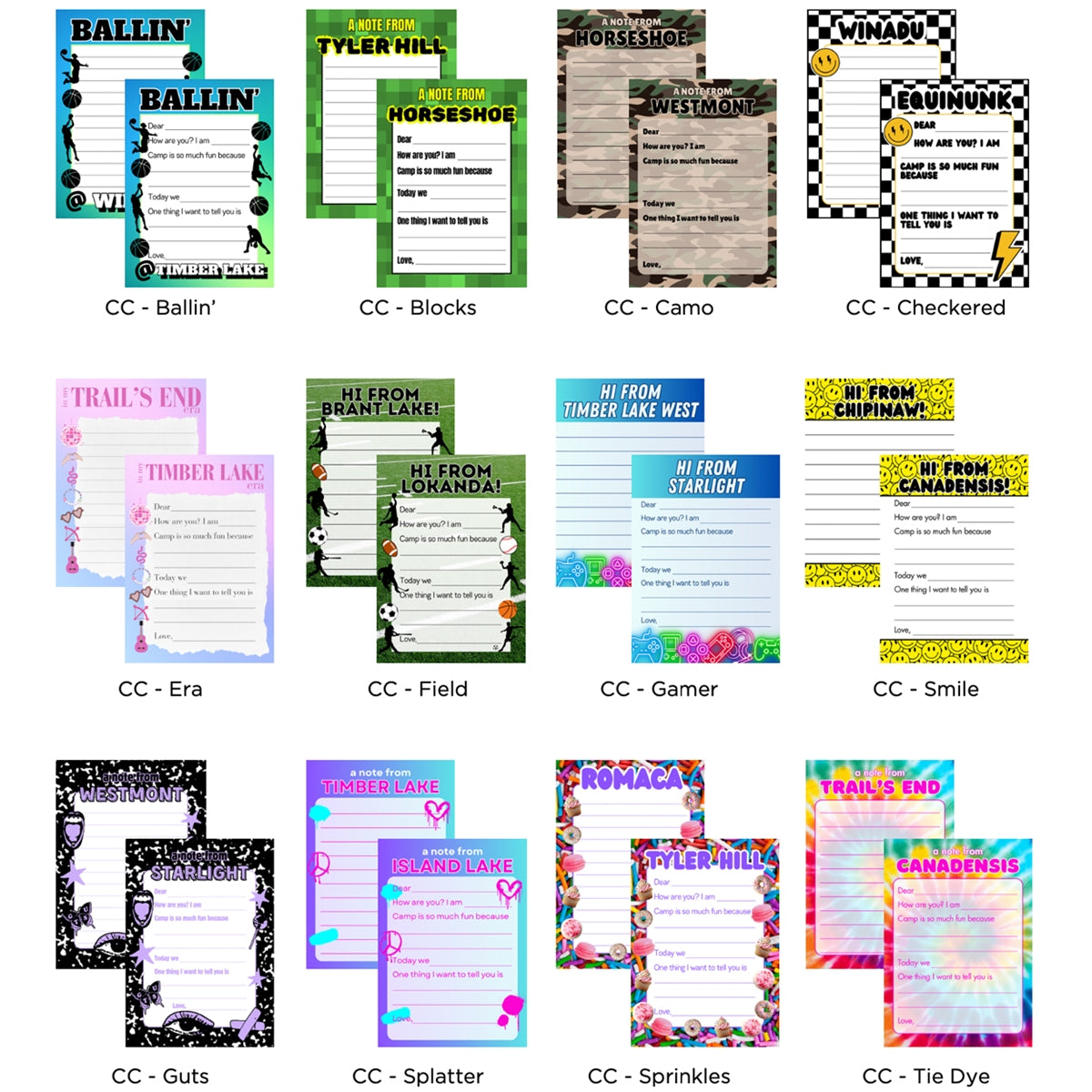 Longer Letter Later Camp Name Stationery Pack