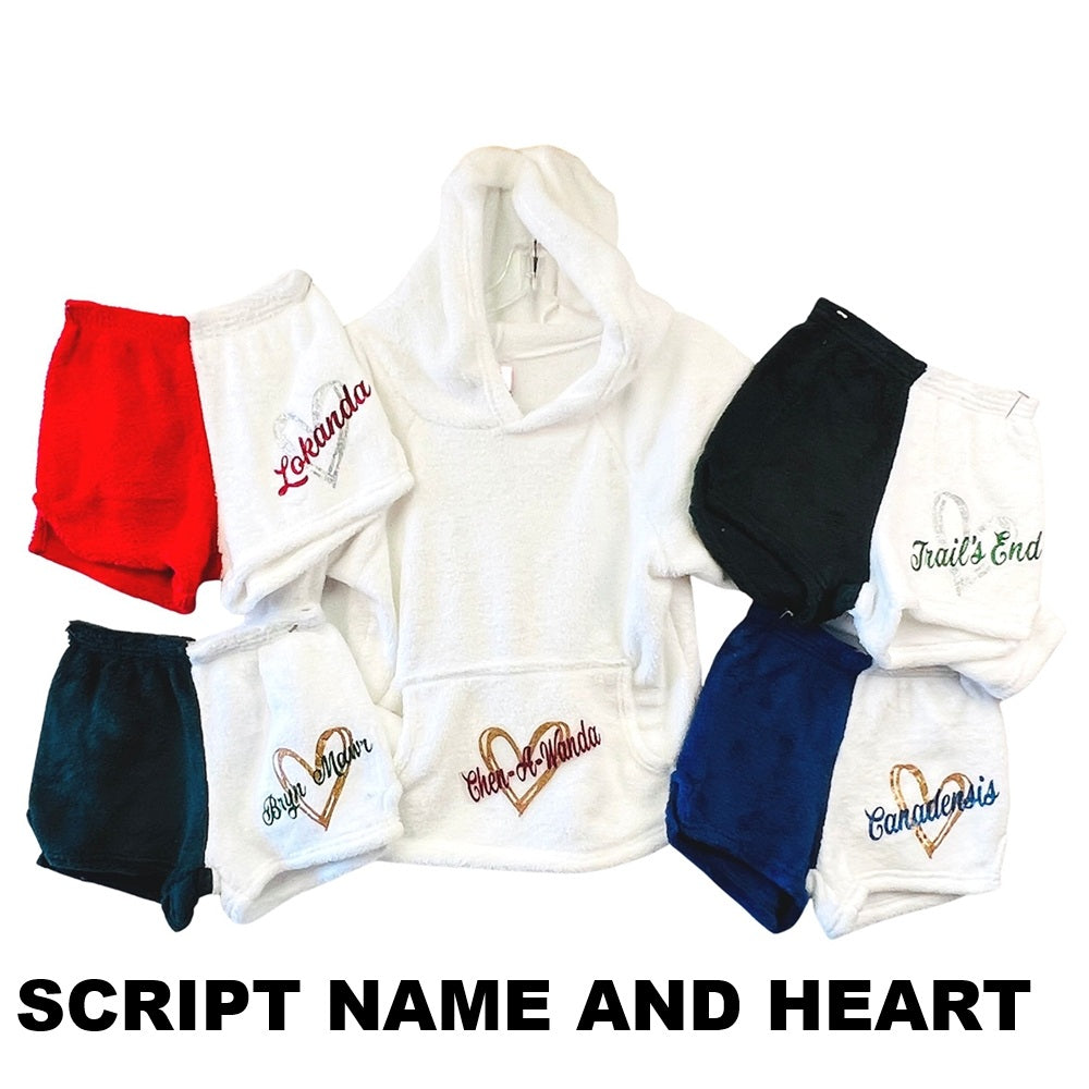 Made with Love and Kisses Pajama Shorts - Script Name and Heart