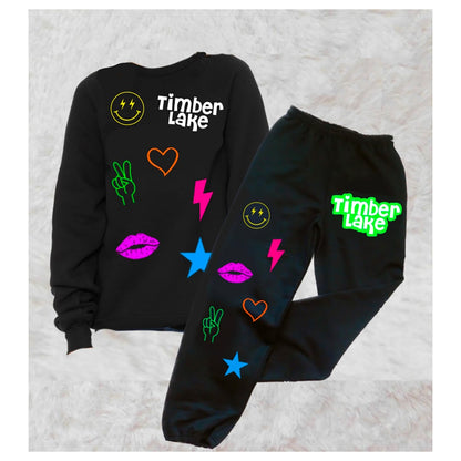 Decked Out Apparel Black Neon Sweatpants