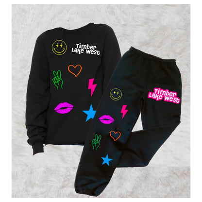 Decked Out Apparel Black Neon Sweatpants