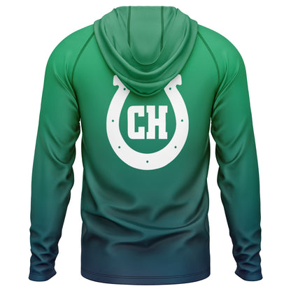 Athletic Camper Green Logo Lightweight Hooded Long Sleeve