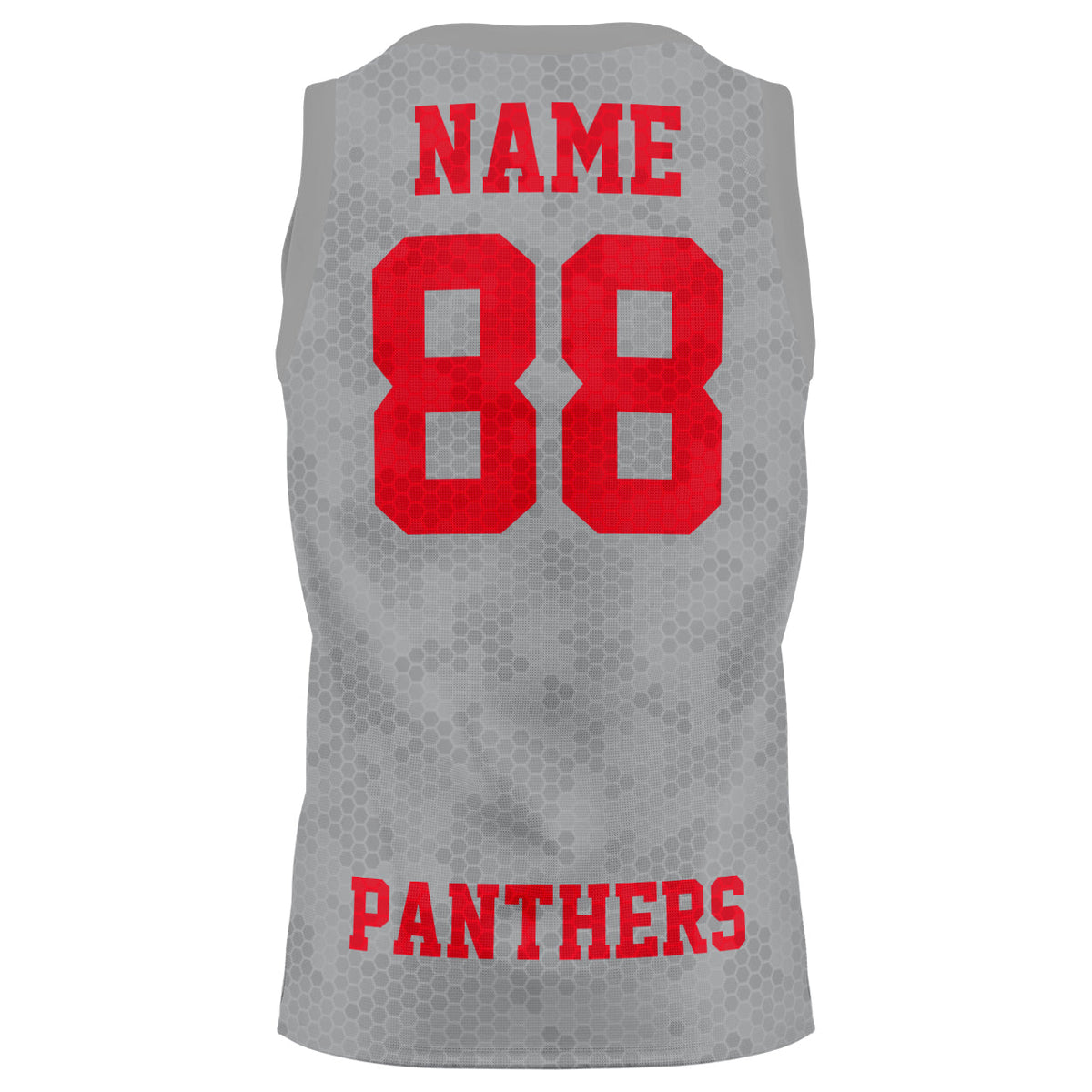 Grey basketball jersey with red number 88 and Panthers text