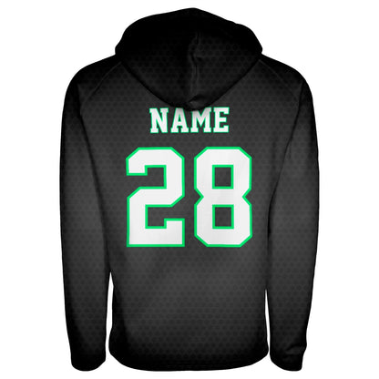 Athletic Camper Oversized Boys Black with Green Pullover Hoodie